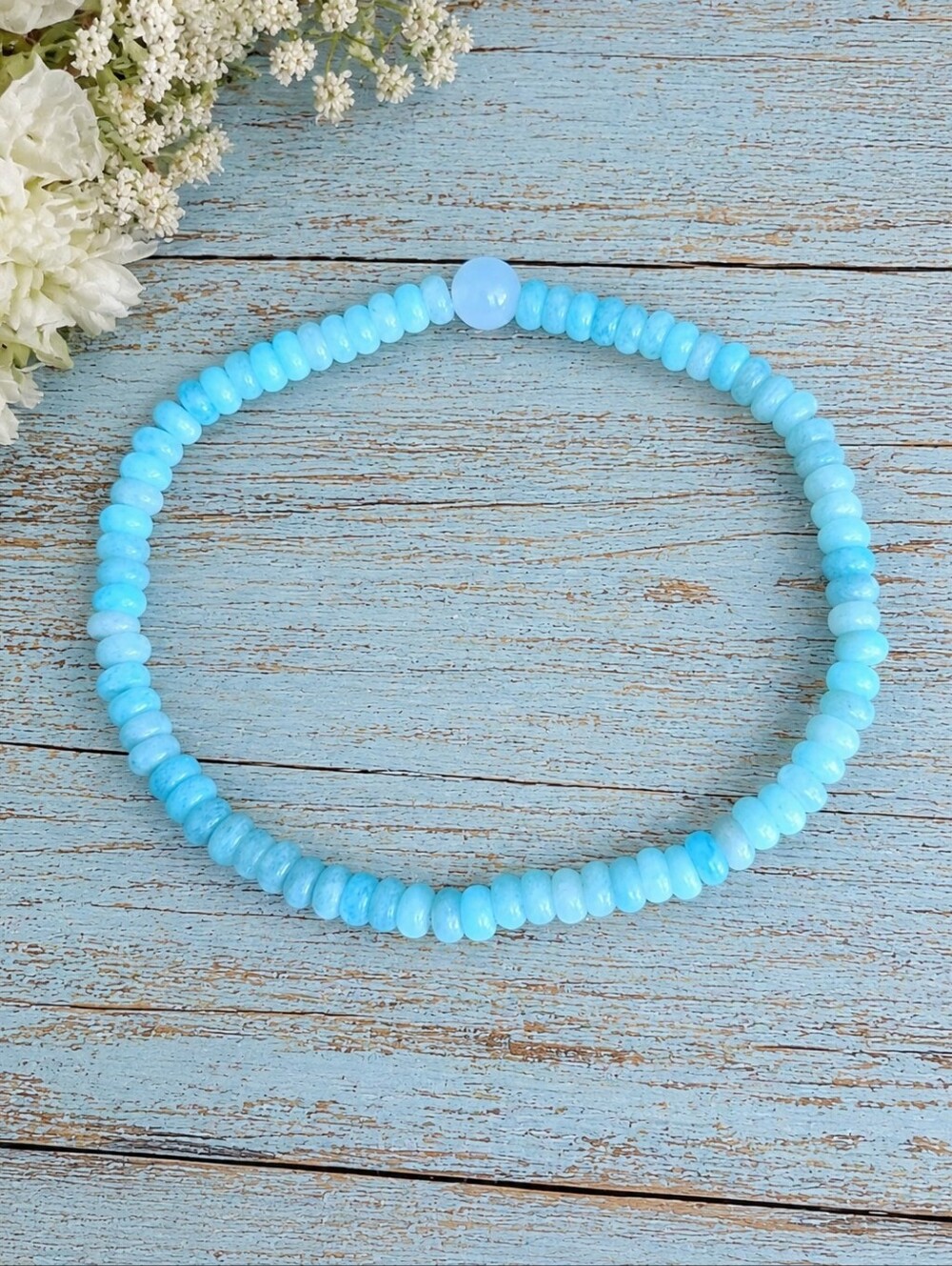 Amazonite Beaded Stretch Bracelet | Handmade
